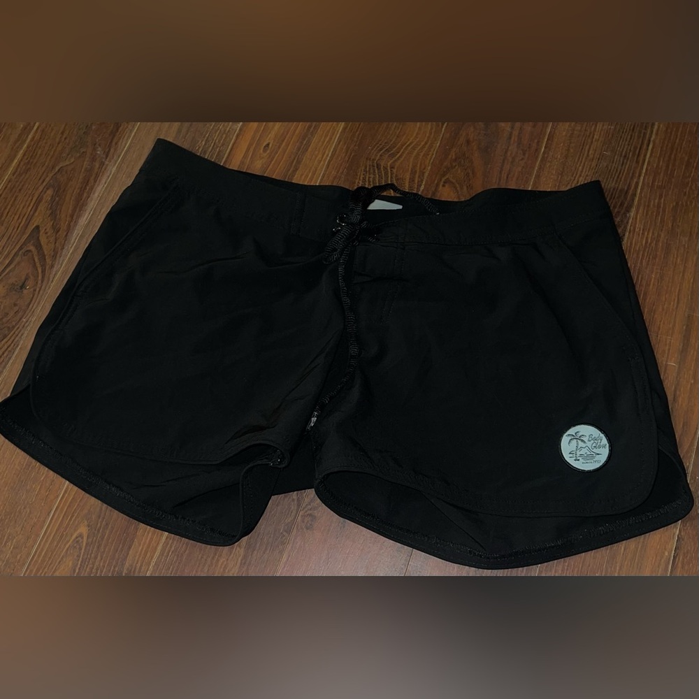 Body Glove Black Swim Shorts with Light Blue Logo Patch
